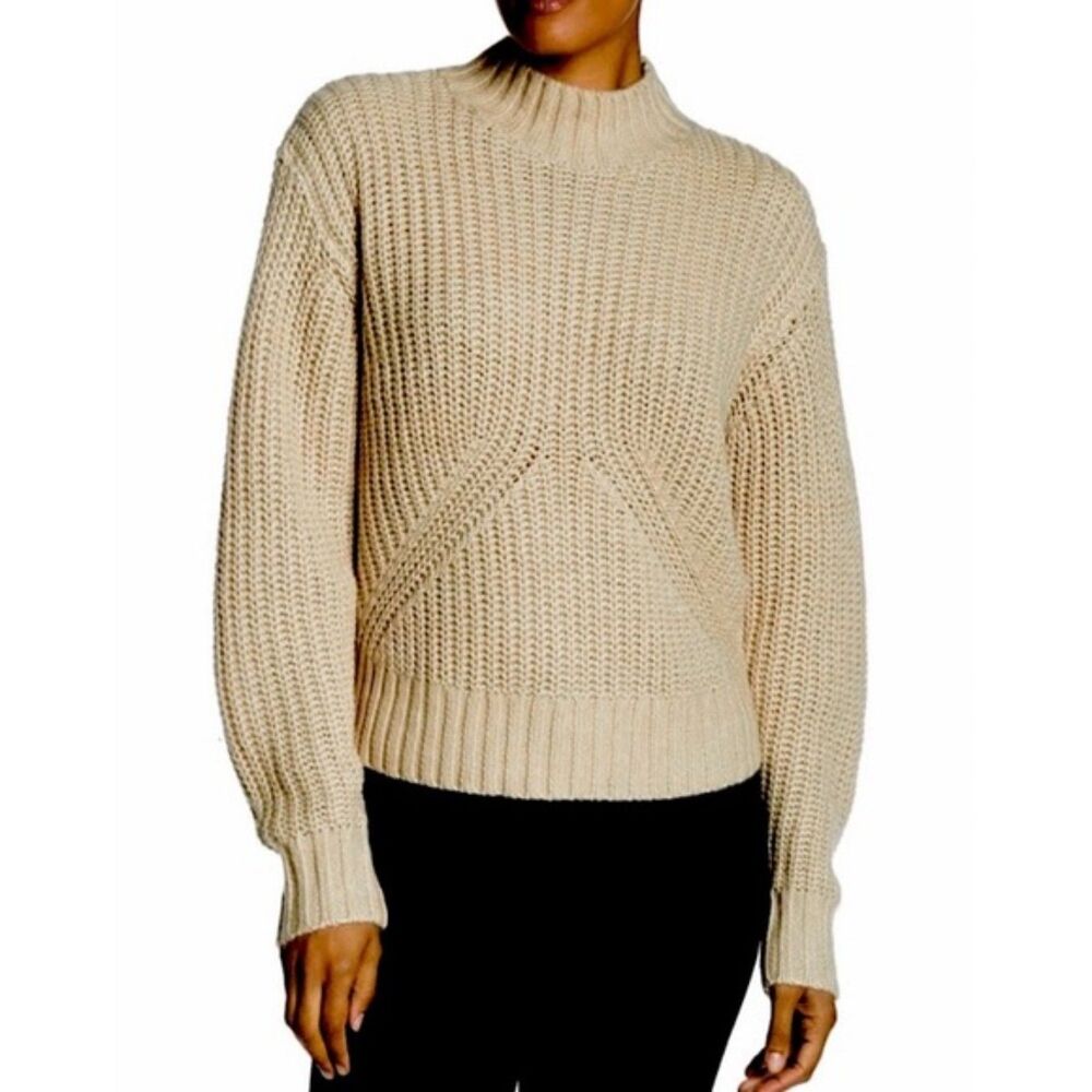 Splendid size large womens mock neck knit oatmeal color sweater